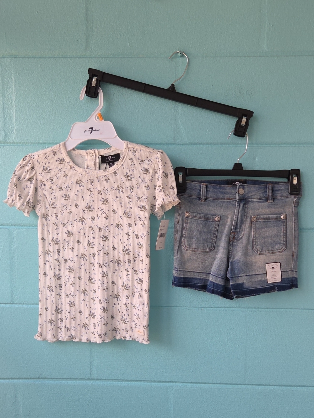 NWT "7 For All Man Kind" Girl's 2-Piece Top & Shorts Set Size 6X
